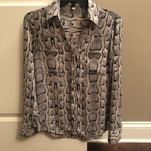 Snakeskin Portofino roll tab long sleeve top